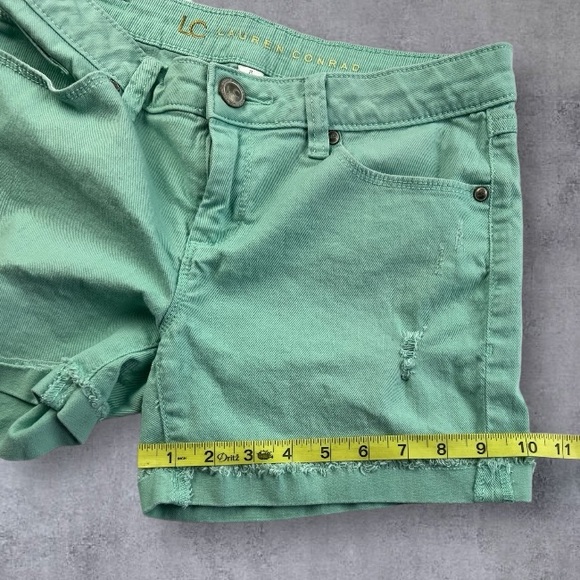 LC Lauren Conrad Stretch Denim Mid-Rise Shorts Mint Green Sz: 6 - Picture 10 of 10